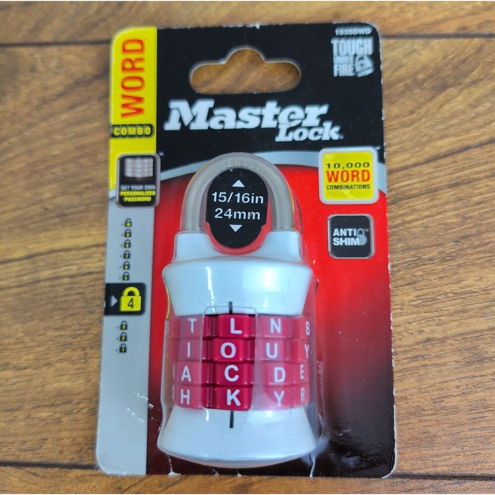 Master Lock Word Combination Lock RED Set Your Own Personal Word Letters Combo